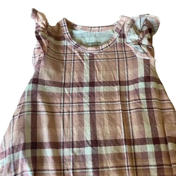 Posh Peanut Plaid Ruffle Sleeve Baby Romper 6-12 months - Picture 3 of 6